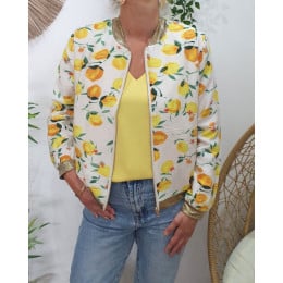 Bombers femme écru citrons jaunes