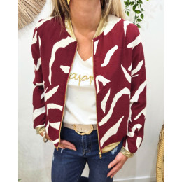 Bombers femme bordeaux et écru Axellea