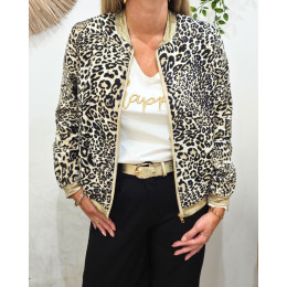 Bombers femme léopard noir et taupe Coraliea