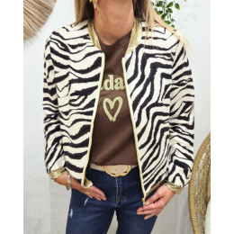 Bombers femme écru zebrures marrons choco Domitille