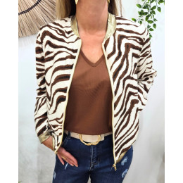 Bombers femme beige zebrures marrons camel Domitille
