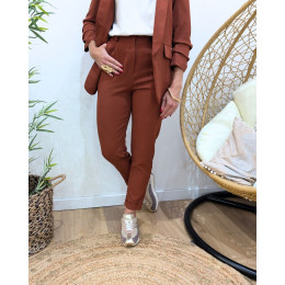 Pantalon de tailleur femme terracotta