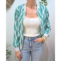 Bombers femme blanc et vert Hermine