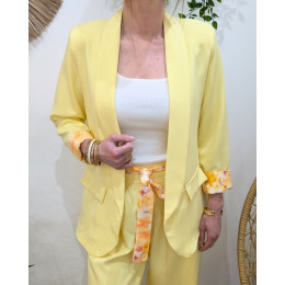 Blazer femme jaune manches fleuries Malea