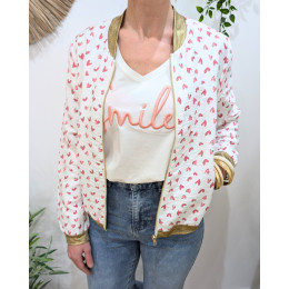 Bombers femme écru et rose Nahélys