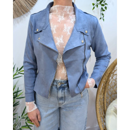 Perfecto femme fin suédine bleu jean