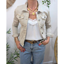 Veste femme en jean beige