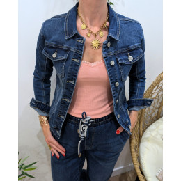 Veste femme en jean bleu foncé
