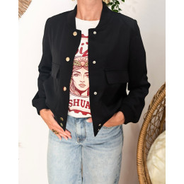 Bombers femme à poches uni noir