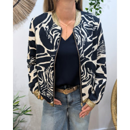 Bombers femme marine et beige à motifs Clarissa