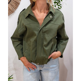 Veste femme bombers coton jean kaki Iria