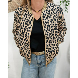 Bombers femme léopard noir et camel Fedora