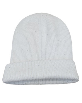 Bonnet femme liseré lurex et sequins-Ecru