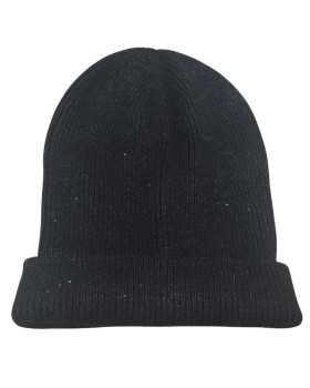Bonnet femme liseré lurex et sequins-Noir