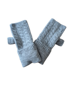 Mitaines femme maille tressée pailletée-Gris