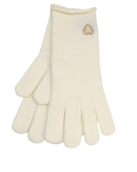 Gants coeur brodé doré-Ecru