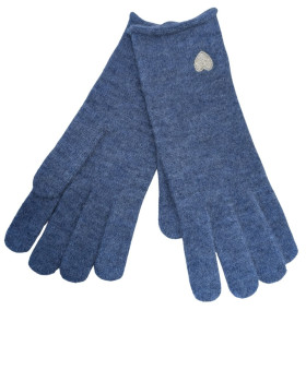 Gants coeur brodé doré-Bleu