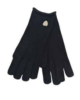 Gants coeur brodé doré-Noir