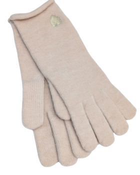 Gants coeur brodé doré-Rose