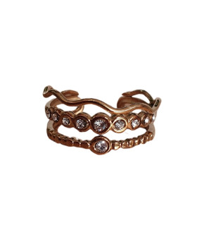 Bague femme acier doré Aluna-Blanc
