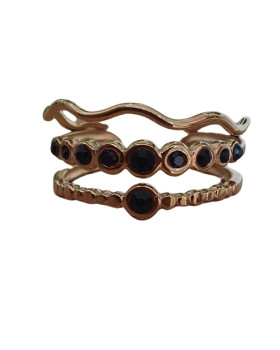 Bague femme acier doré Aluna-Noir