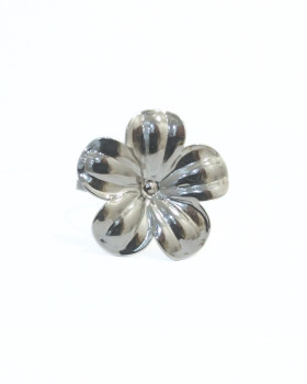 Bague femme acier argenté fleur