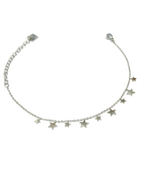 Bracelet femme acier argenté petites étoiles