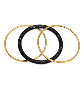 Bracelet manchette résine et acier noir