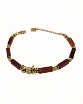 Bracelet femme acier doré et pierres terracotta Amy