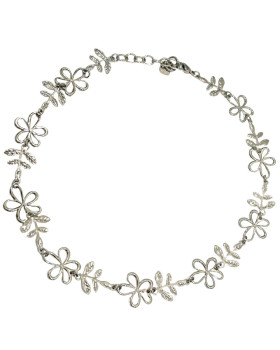 Collier femme acier fleurs Edna-Argent