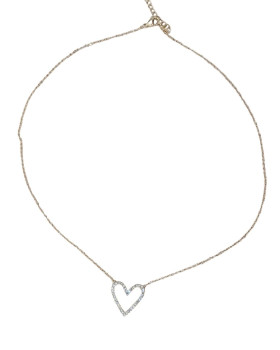 Collier femme acier inoxydable doré coeur strass