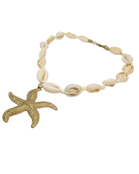 Collier femme acier inoxydable coquillages étoile de mer doré