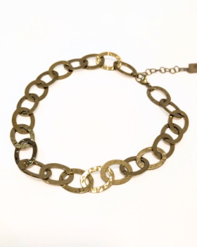 Collier femme acier inoxydable maille ovale doré