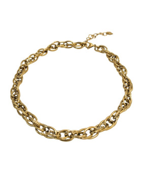 Collier femme acier inoxydable chaine maille doré
