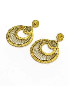 Boucles d'oreilles femme acier doré fil irisé Anneaux