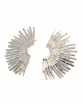 Boucles d'oreilles femme acier argent Demi soleils