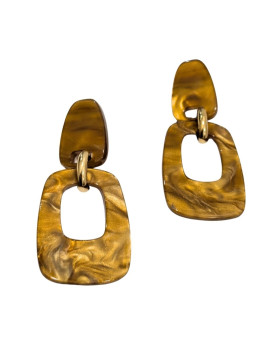 Boucles d'oreilles femme acier doré et camel