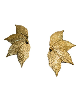 Boucles d'oreilles femme acier doré feuille