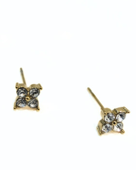 Boucles d'oreilles femme acier zirconium fleur