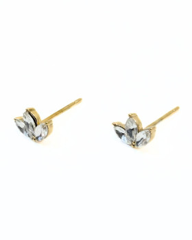 Boucles d'oreilles femme acier zirconium trois pétales