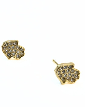 Boucles d'oreilles femme acier zirconium main de fatma