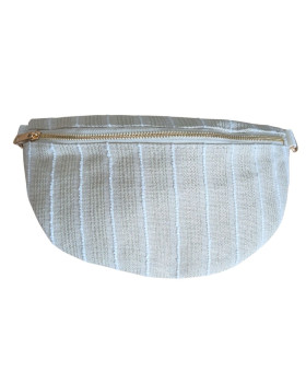 Sac banane femme beige rayures dorées et blanches