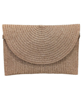 Pochette femme papier tissé rose gold