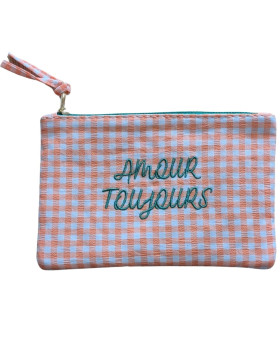 Petite pochette Amour Toujours à carreaux-Orange
