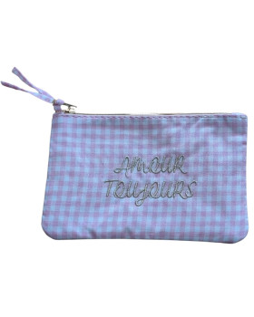 Petite pochette Amour Toujours à carreaux-Rose