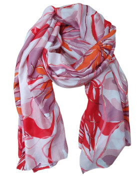 Foulard femme fleuri et dorures Althéa-Rose