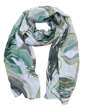 Foulard femme fleuri et dorures Althéa-Vert