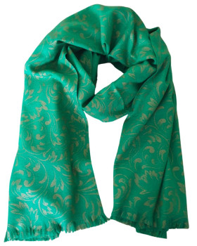 Echarpe femme feuillages dorés Anwen-Vert
