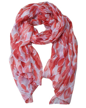Foulard femme feuilles et dorures Erynn-Rouge
