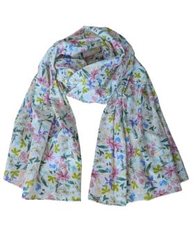 Foulard femme coton floral-Violet